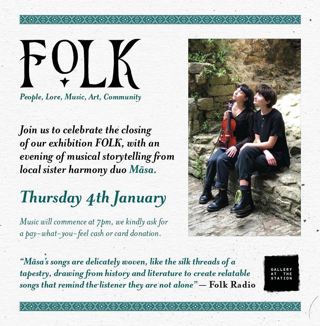 ✨We&rsquo;re very excited to share that the wonderful @masa.band will be performing in the gallery space at 7pm on the 4th January. Masa are a magical ✨musical duo, and this will be a great opportunity to hear their folklore-inspired songs and celebr