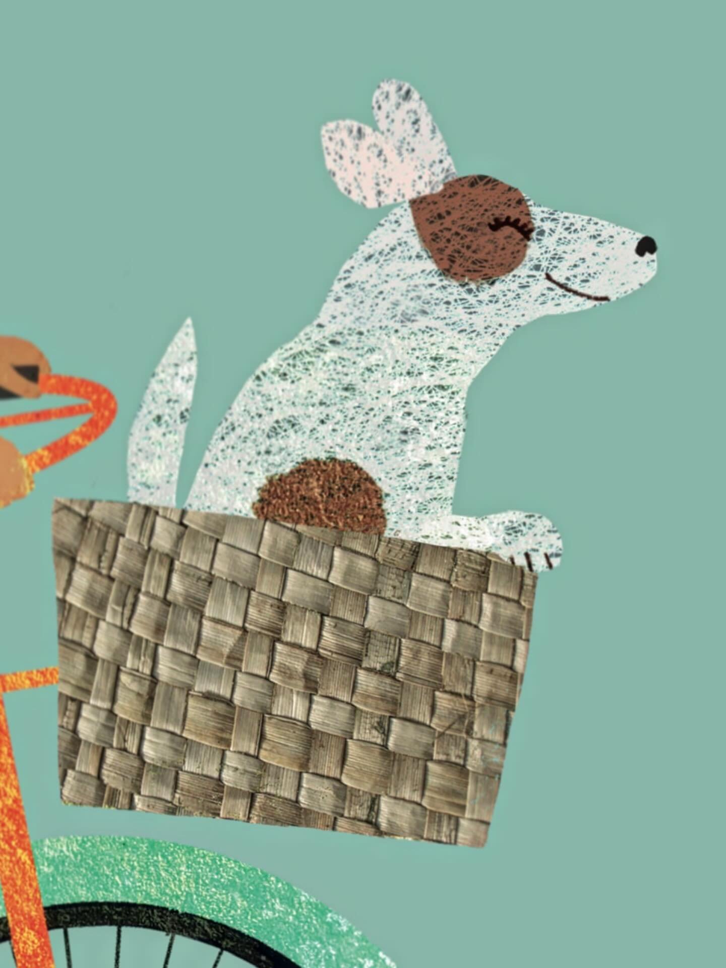 Who&rsquo;s enjoying this bike ride the most?! Lad, dad or dog?!🚲💨 This is a tiny detail from a very big (6-metre) illustrated banner. I&rsquo;m really looking forward to seeing the whole thing up on the wall when I visit tomorrow 🤞🤞🤞 (slightly 