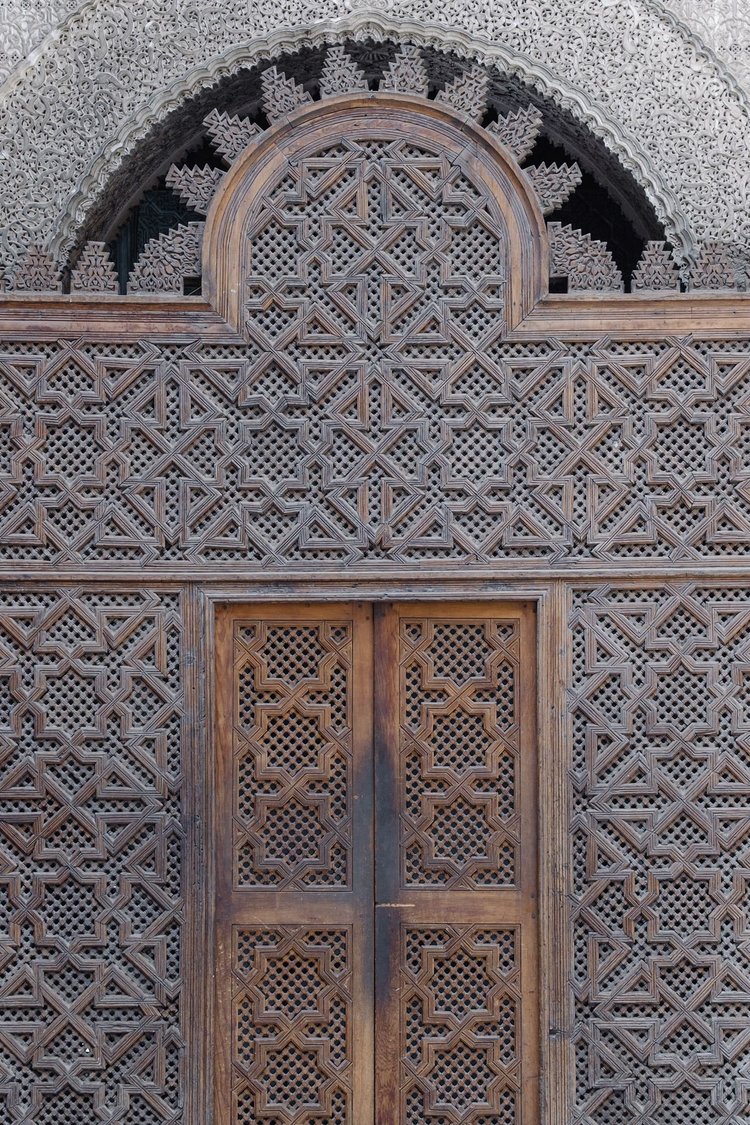 Carved cedar doors, Fez