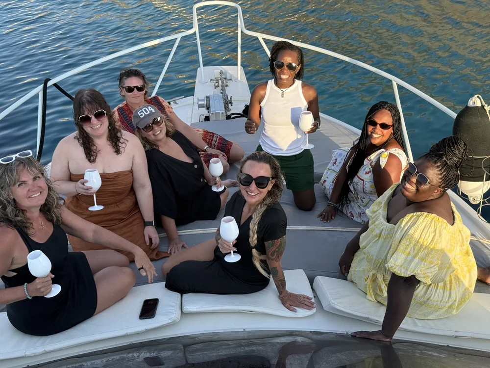The crew on boat day in the Aegean