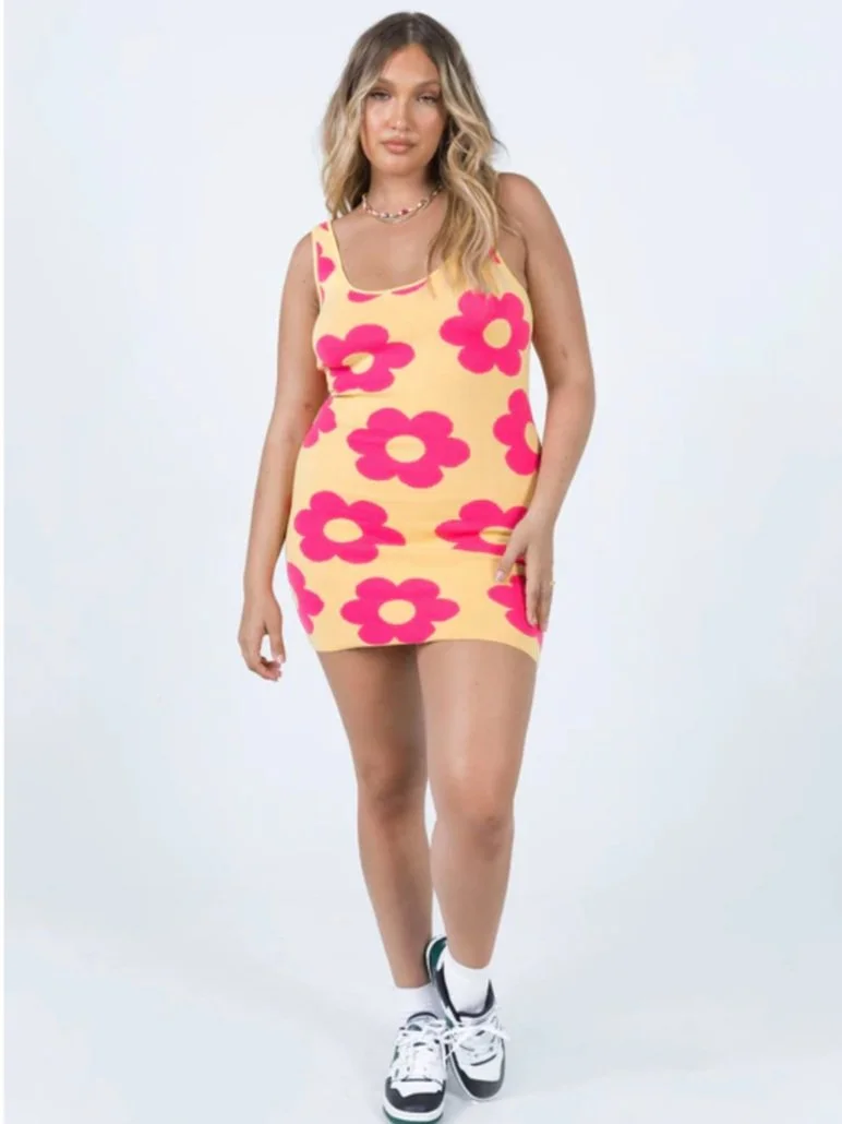 LENNON MINI DRESS YELLOW FLORAL