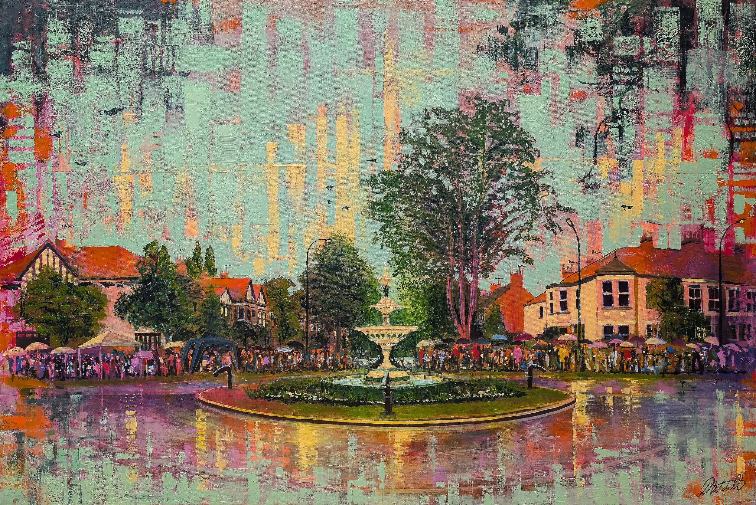 £4,750 - 'The Inauguration of Victoria Fountain' / Acrylic on Canvas / 100x150cm / 18.05.26
