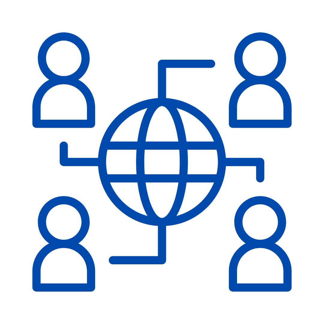 Network icon with globe and people