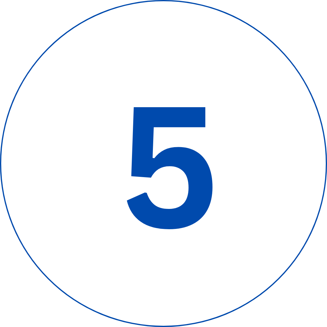 Blue number 5 inside a circle on a white background.