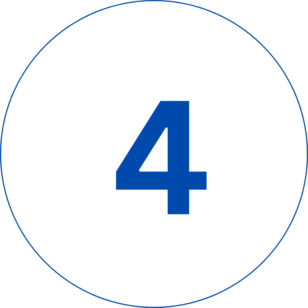 Blue number four inside a circle on a white background