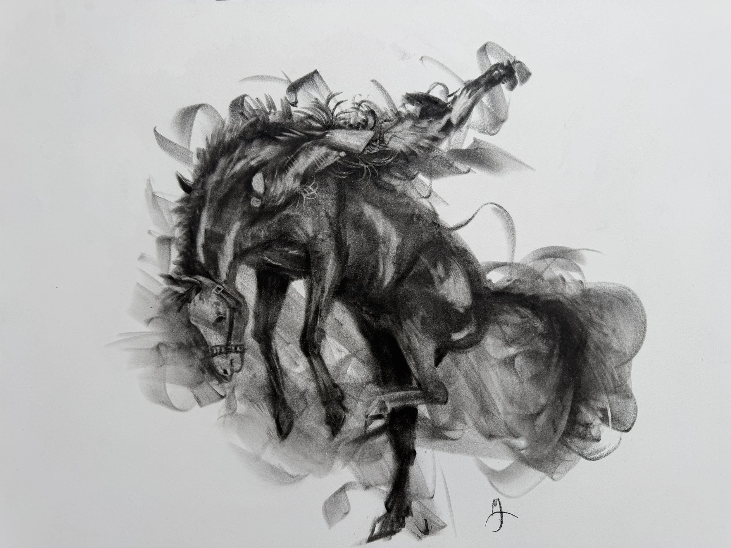 "Dream Ride" 18'x24" Charcoal on paper