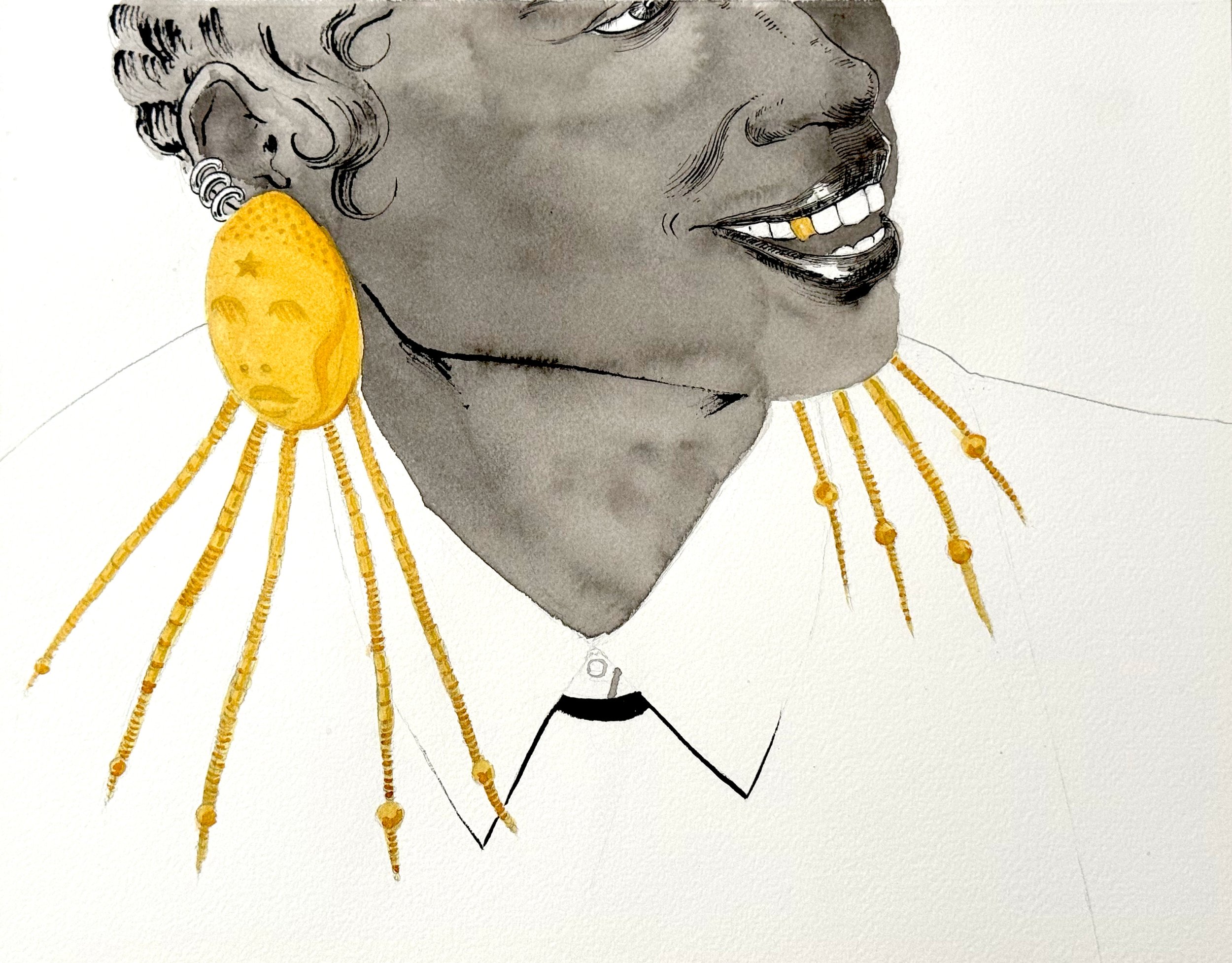 Look Both Ways, 2026
ink, gold acrylic
11in x 14in