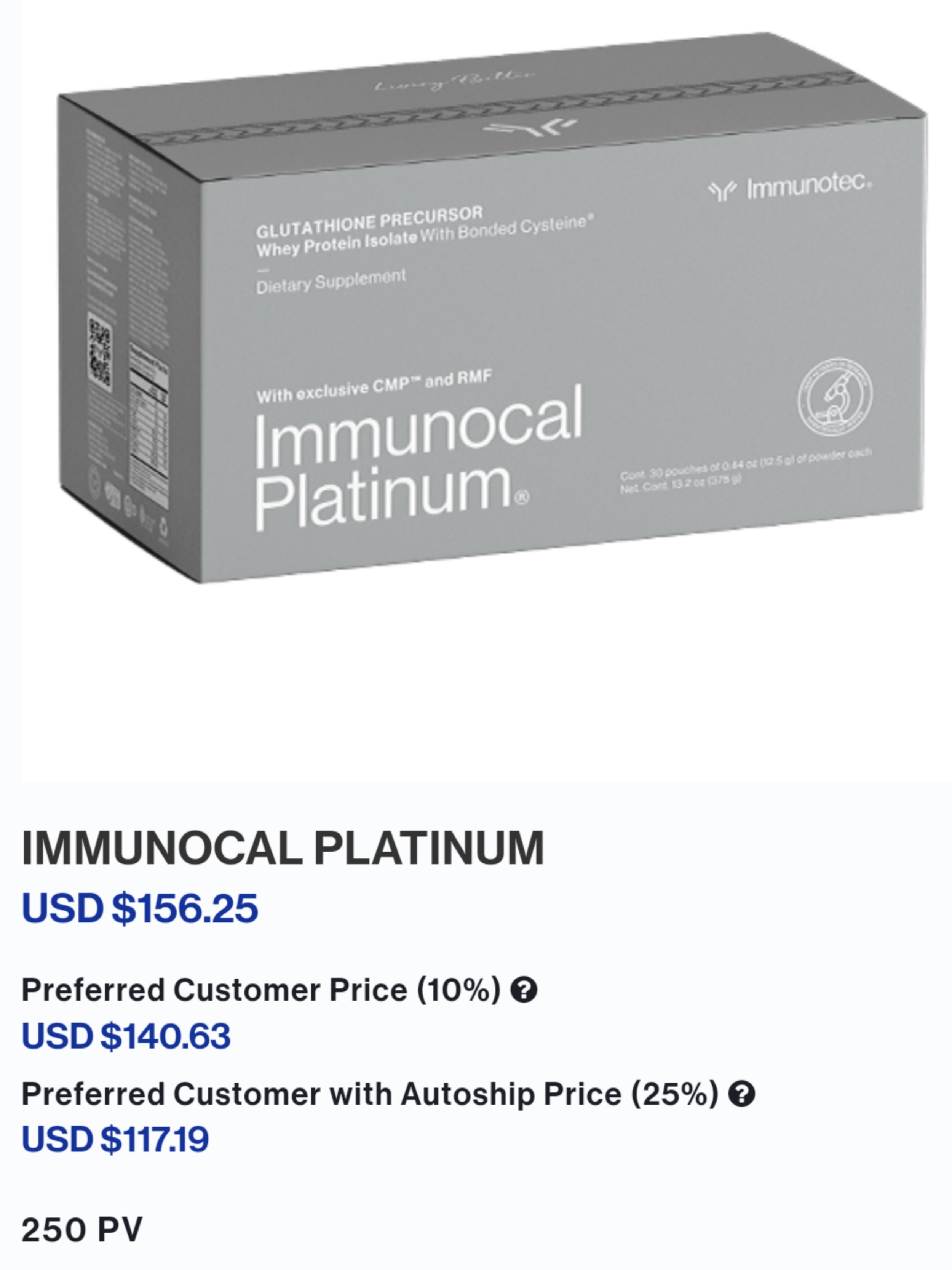 3 boxes IMMUNOCAL PLATINUM Natural source Glutathione "ORIGINAL" by Immunotec 