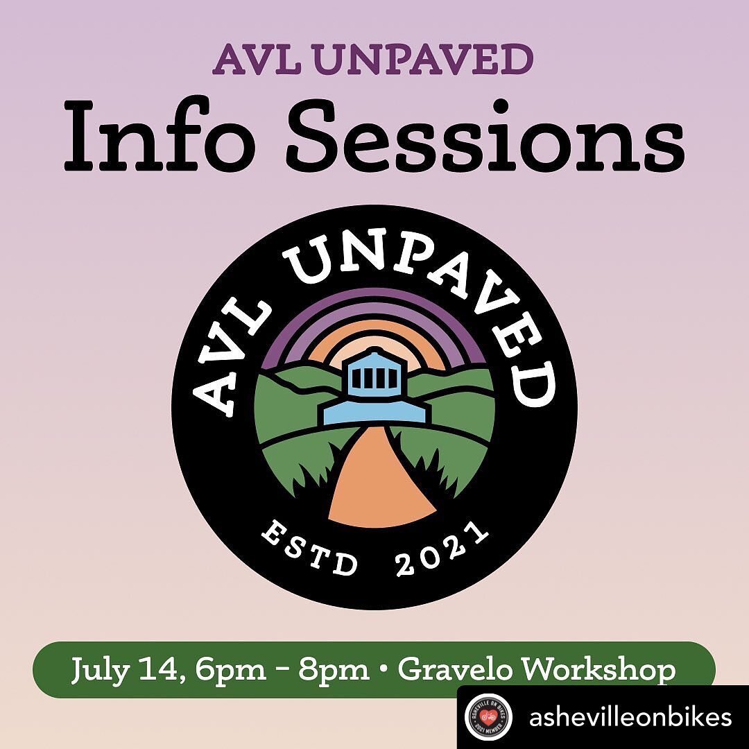 Check out @ashevilleonbikes&rsquo; link in bio to learn more! Posted @withregram &bull; Curious to learn more about the AVL Unpaved initiative? Join AoB at @gravelo.workshop on July 14 from 6pm - 8pm to learn more. #avlbike