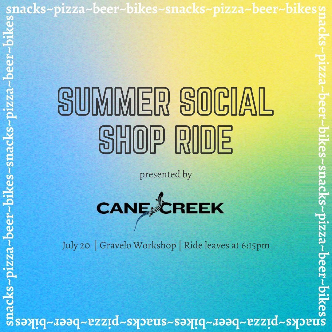 This Wednesday, our friends at @canecreekusa are sponsoring the Gravelo/@rockgeistsocialclub group ride with pre-ride snacks/refreshments and post-ride pizza and beer (including non-alcoholic options)! Join us for a social spin through North Ashevill