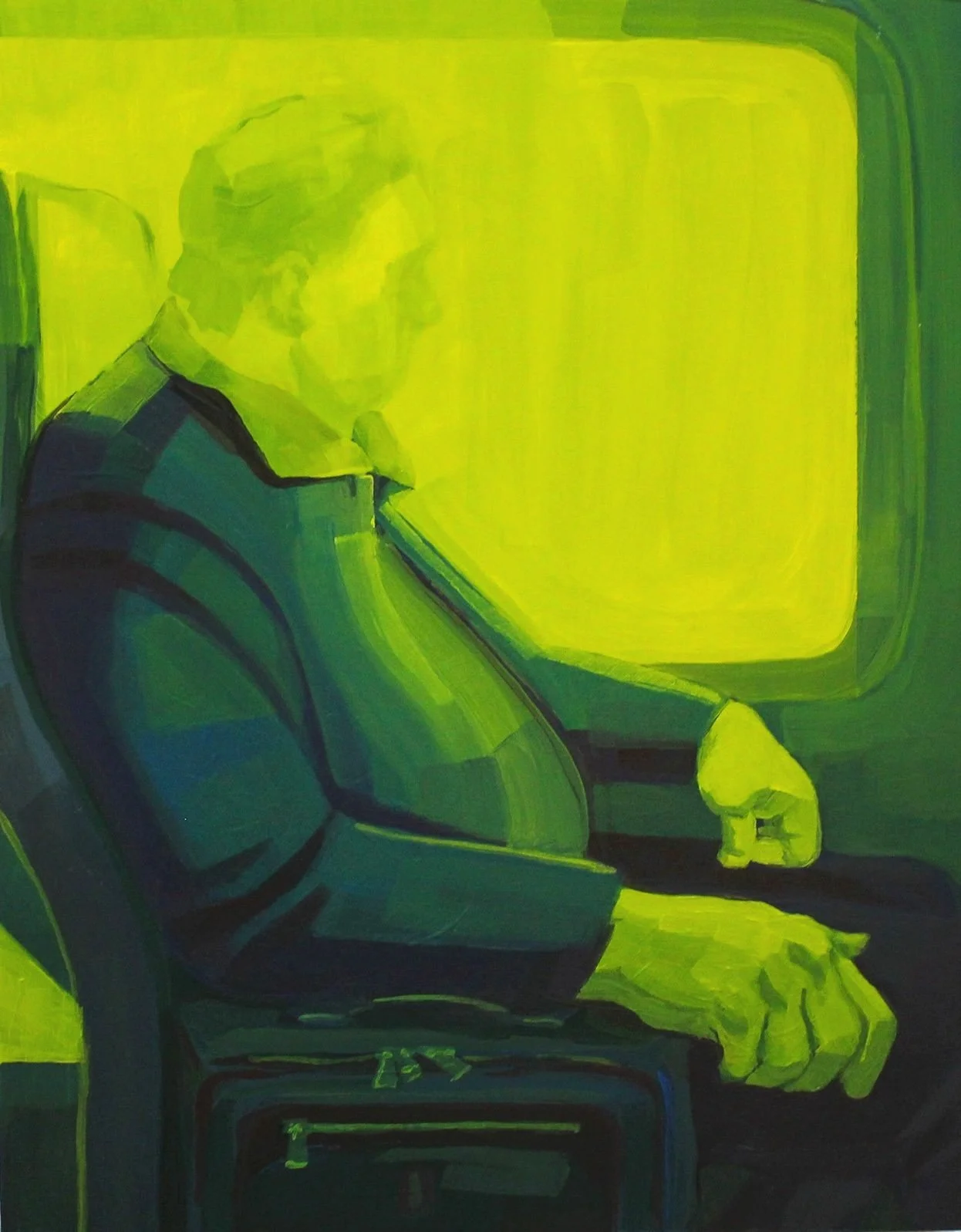 Escape the Train, 2023, acrylic on panel, 11x14"