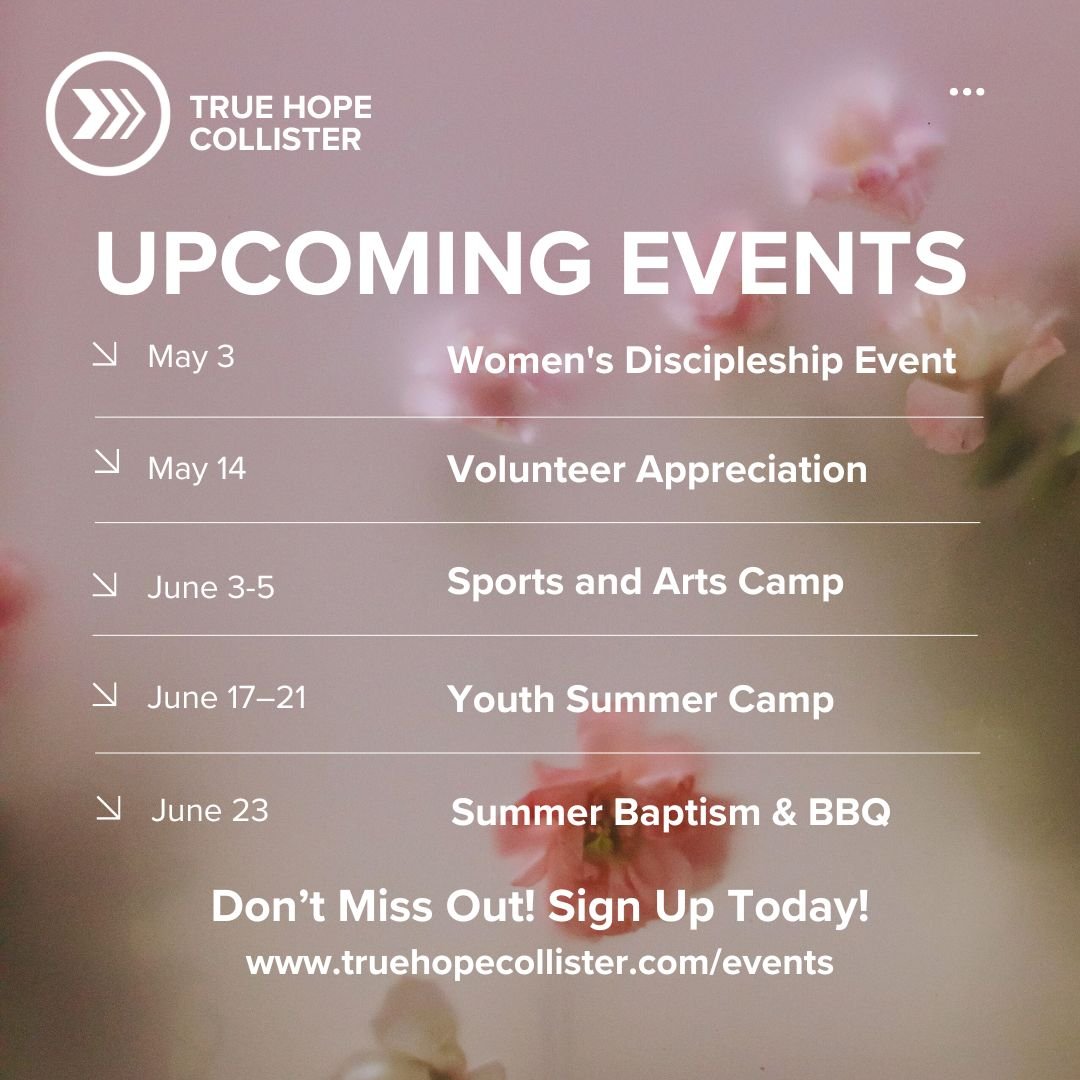 Summer's almost here and there are lots of great events coming up that you don't want to miss. Now's the time to register! To learn more, head to www.truehopecollister.com/events