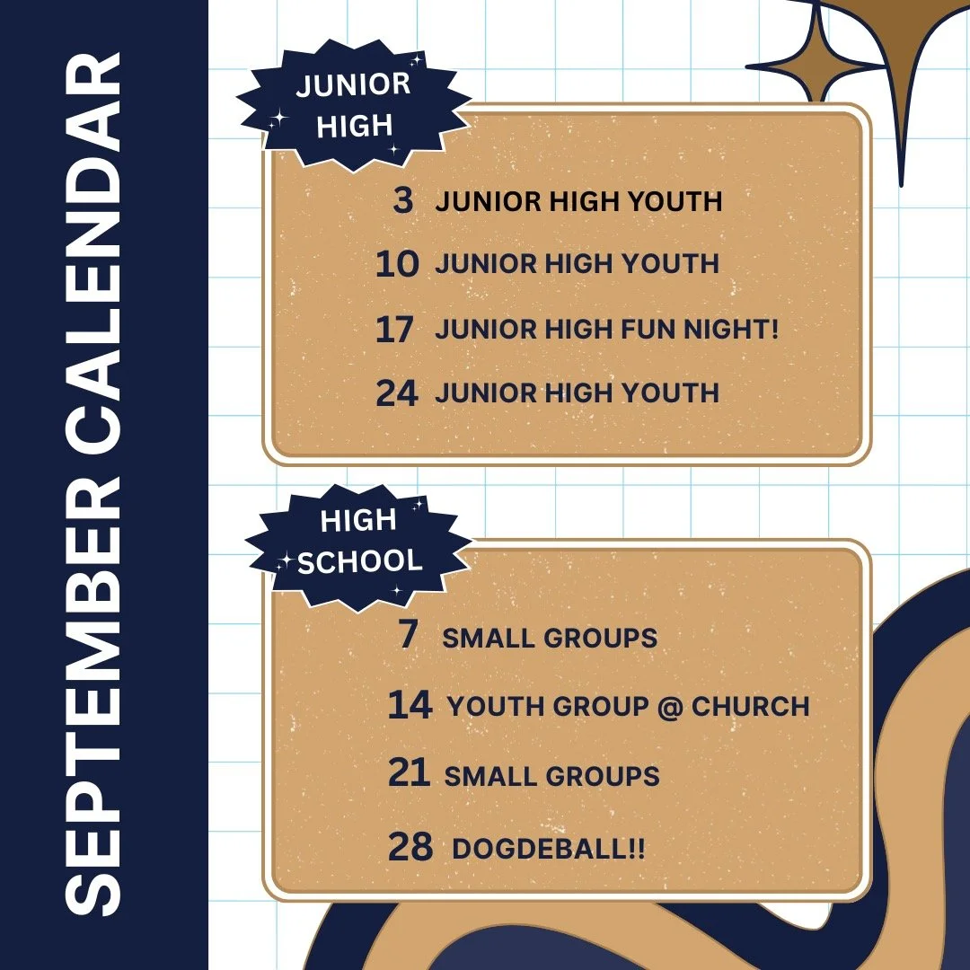 Here is the calendar for September! Mark these dates, we’re excited to see you there!