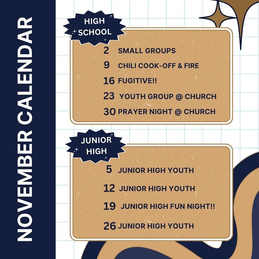 Here&rsquo;s the November calendar! Reference this to see what&rsquo;s happening throughout the month.