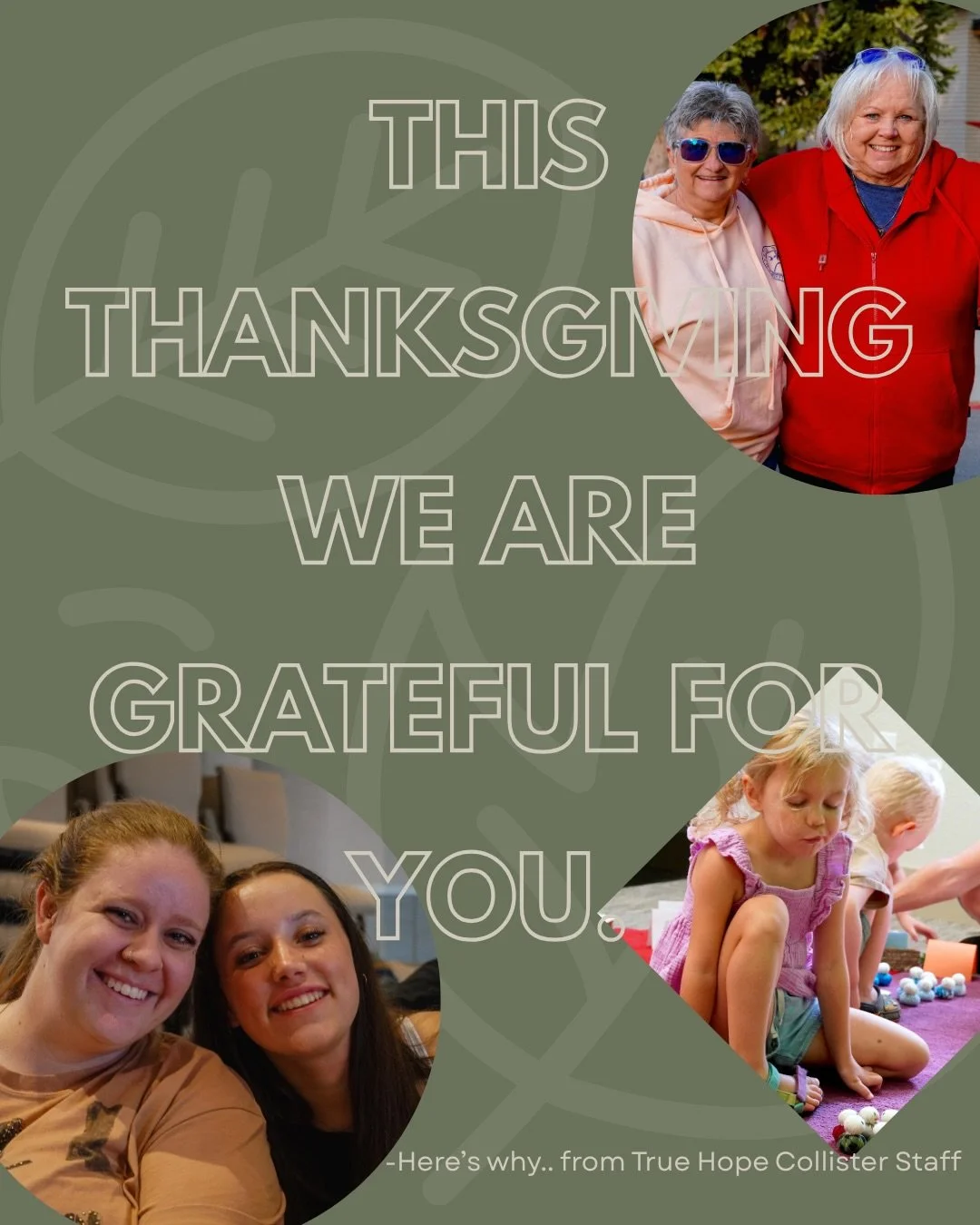 This Thanksgiving, we&rsquo;re thanking God for you, True Hope family.
Your love, your prayers, your generosity, your hospitality, it all displays the true hope of Jesus in the everyday stuff of life.
We love you.
Happy Thanksgiving! 💙