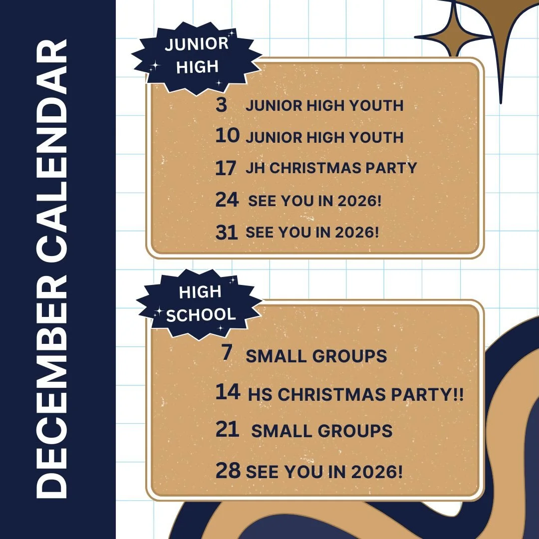 December Schedule!! Keep an eye on this to keep up with us.