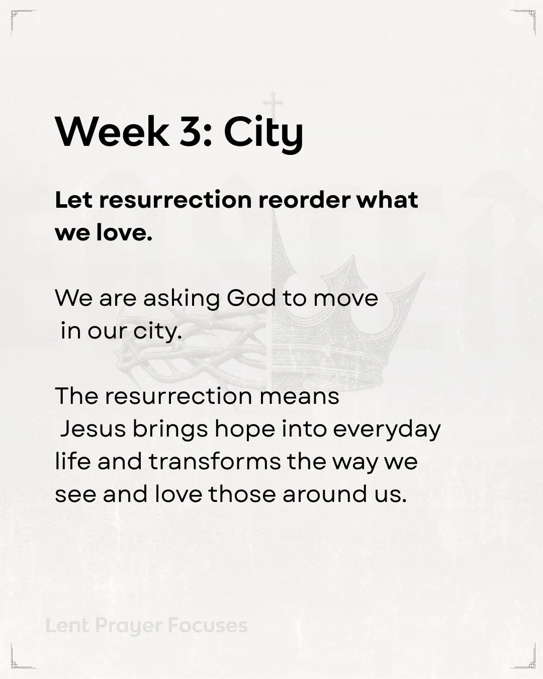 Printed prayer guides available every Sunday, or comment &ldquo;prayer&rdquo; to sign up for our weekly email.