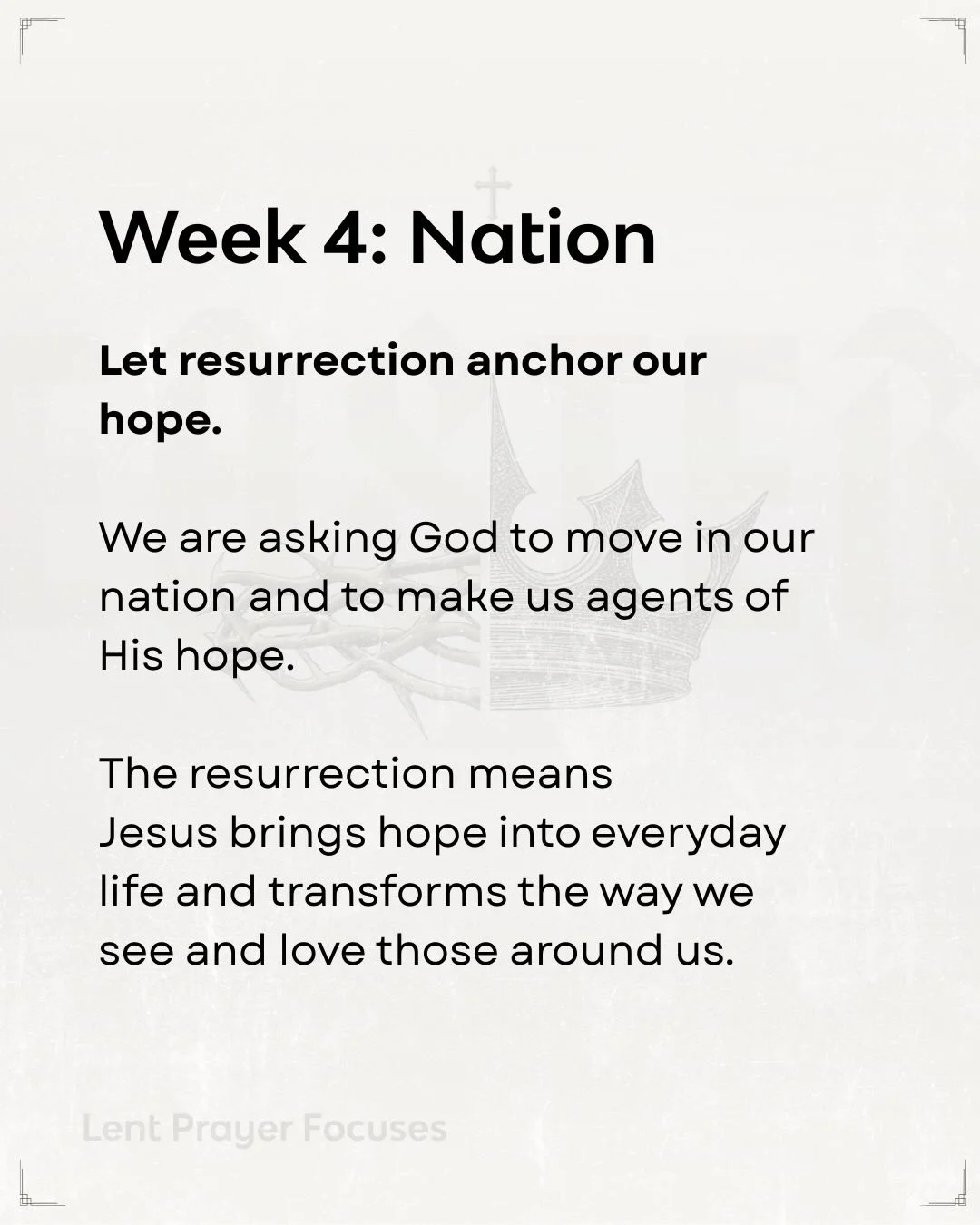 Printed guides available Sundays, or comment &ldquo;prayer&rdquo; for the link to our email (: