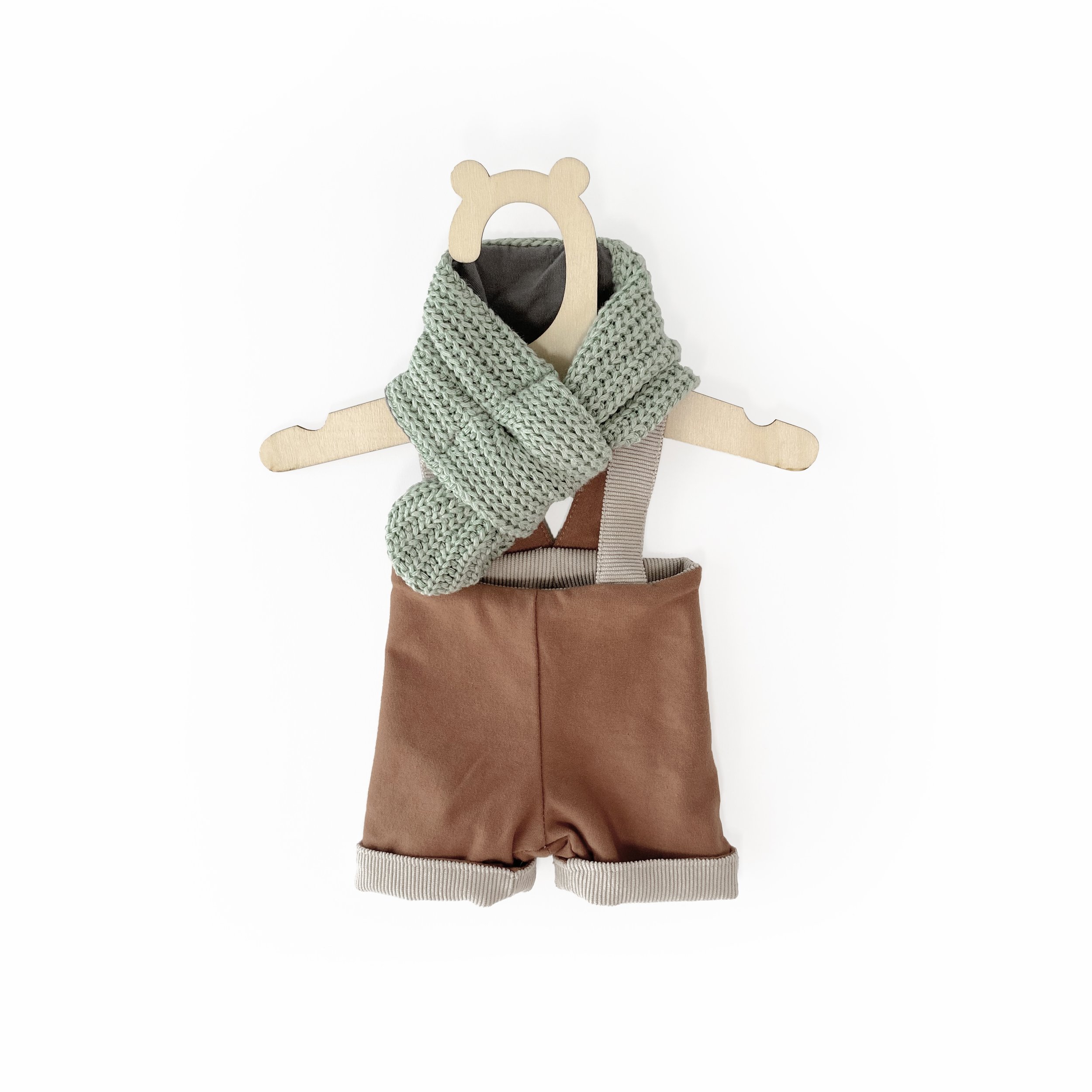 Dear Mello Handcrafted Organic Plush Bunny Caramel Reversible Outfit Scarf