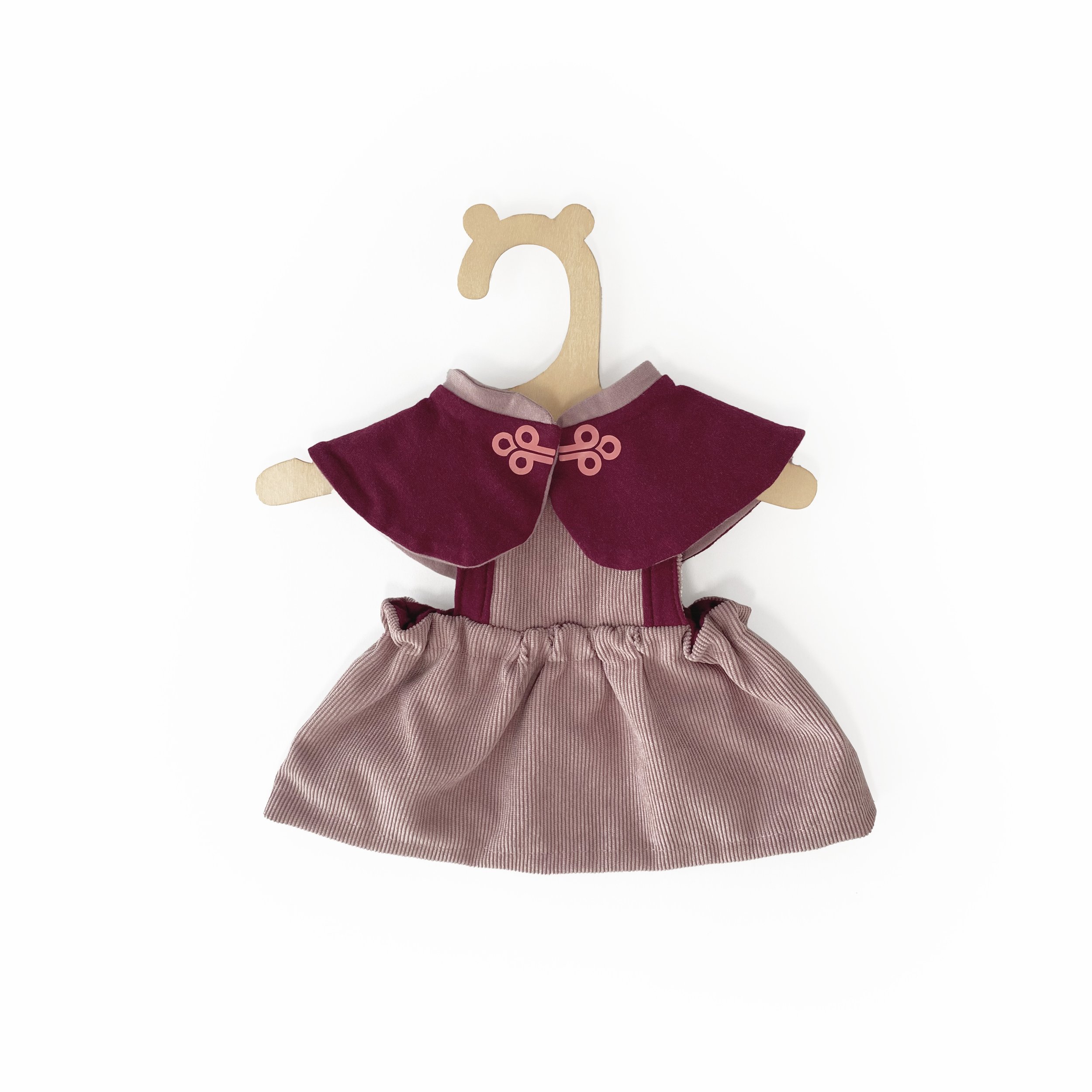 Dear Mello Handcrafted Organic Plush Bunny Maroon Reversible Outfit