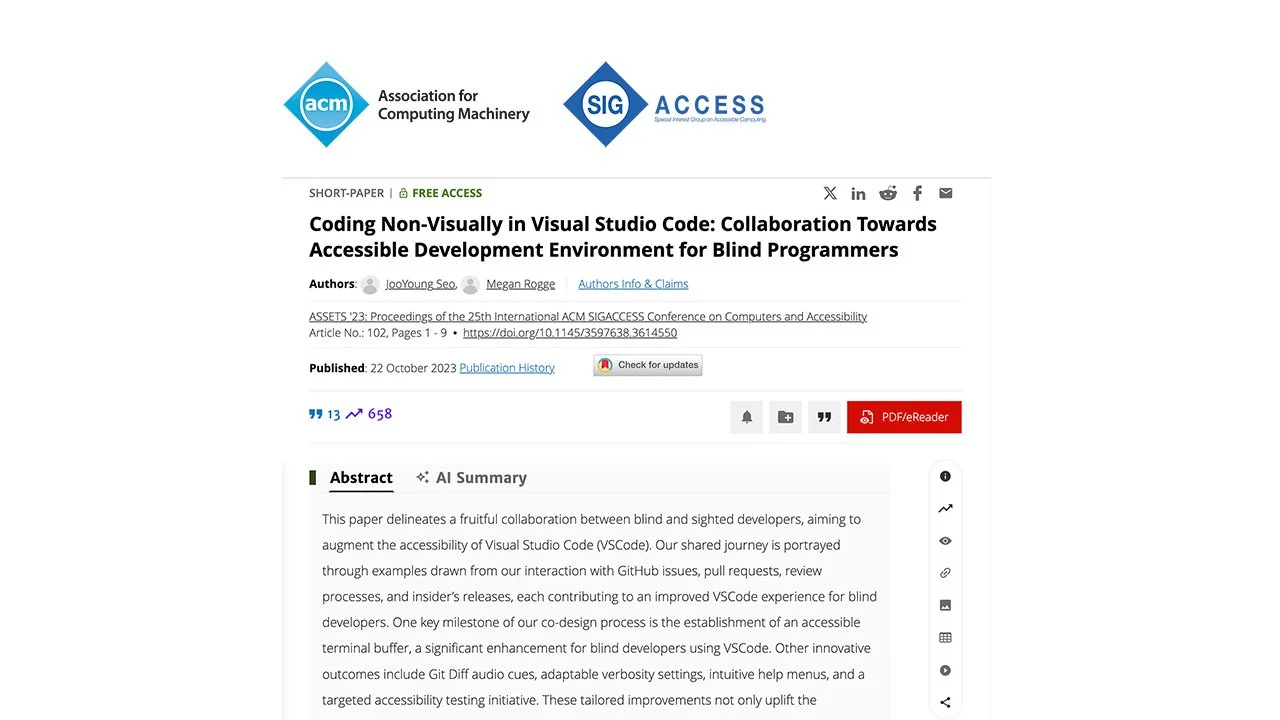 ACM SIGACCESS 2023 — Audio UX for Blind Developers