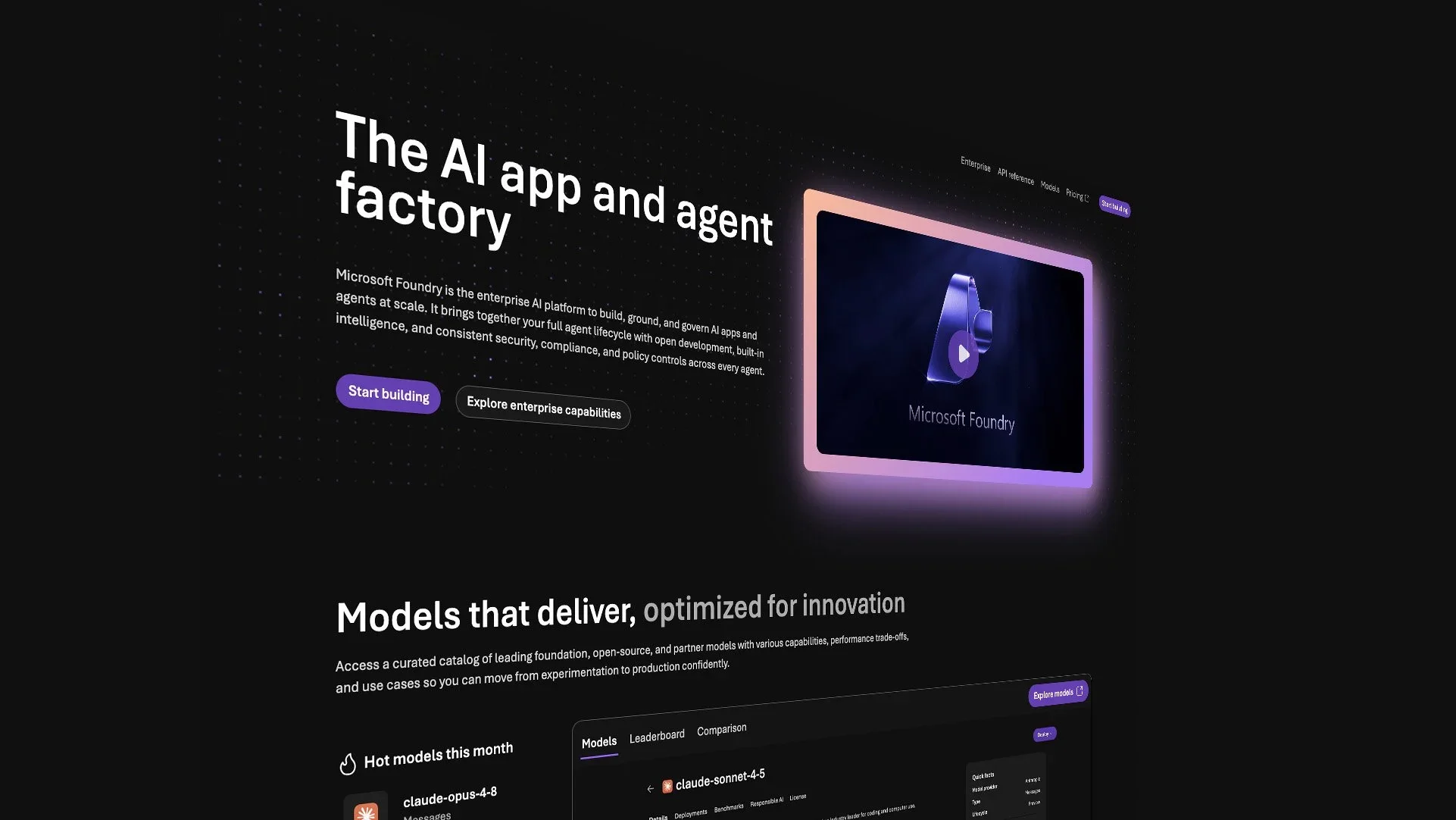 Visual / IA / UX design for Microsoft AI Foundry signed-out experience.