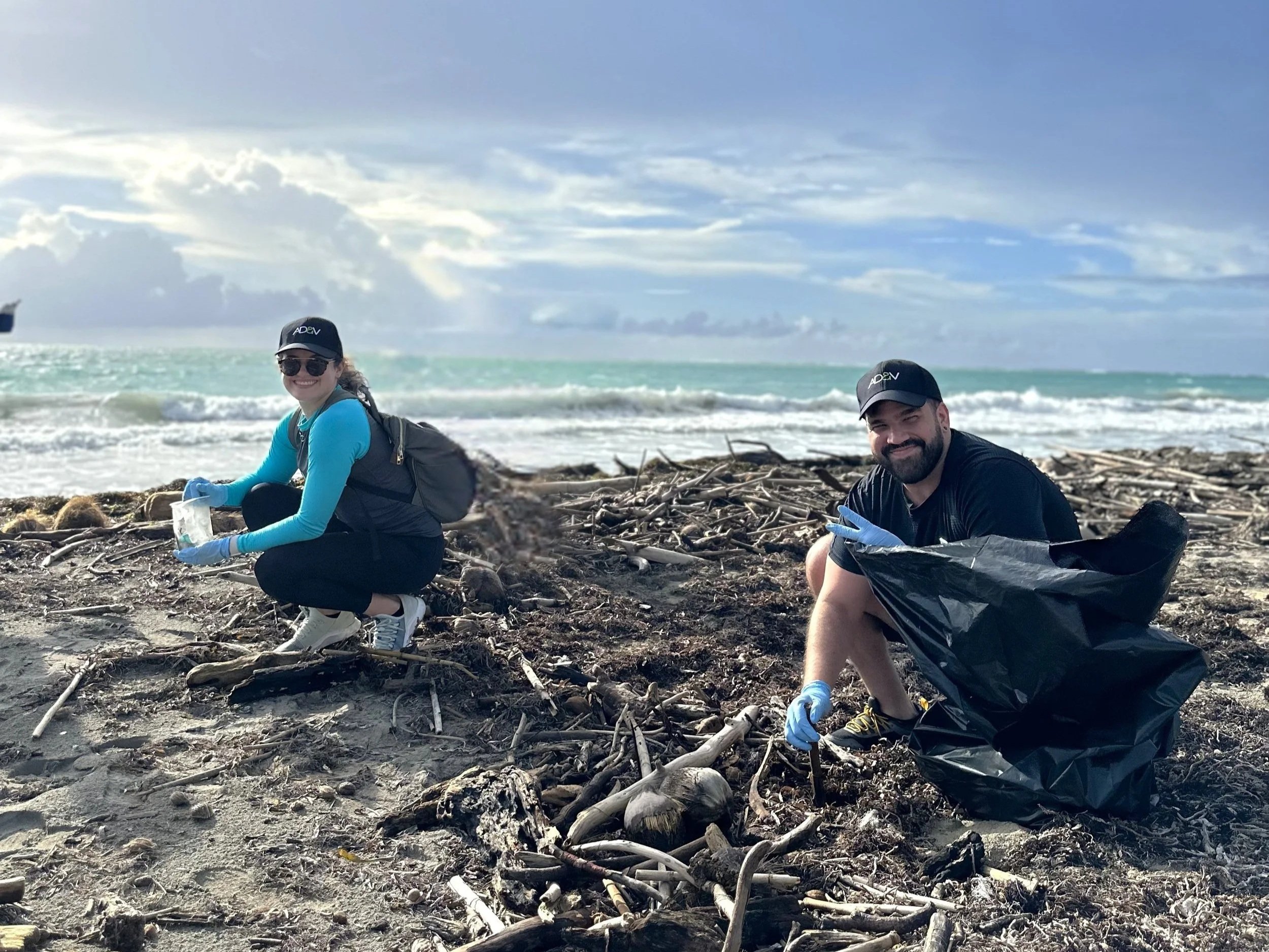 AD&V team participating in a beach cleanup.