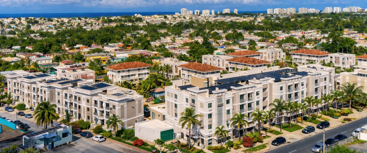 Aerial view of the Renaissance Square affordable housing development.