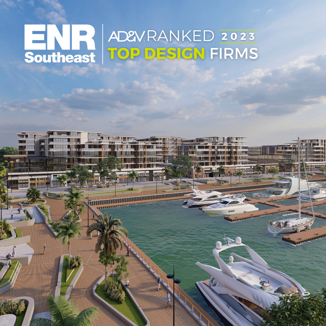Image showing AD&V being ranked among ENR's top design firms of 2023.