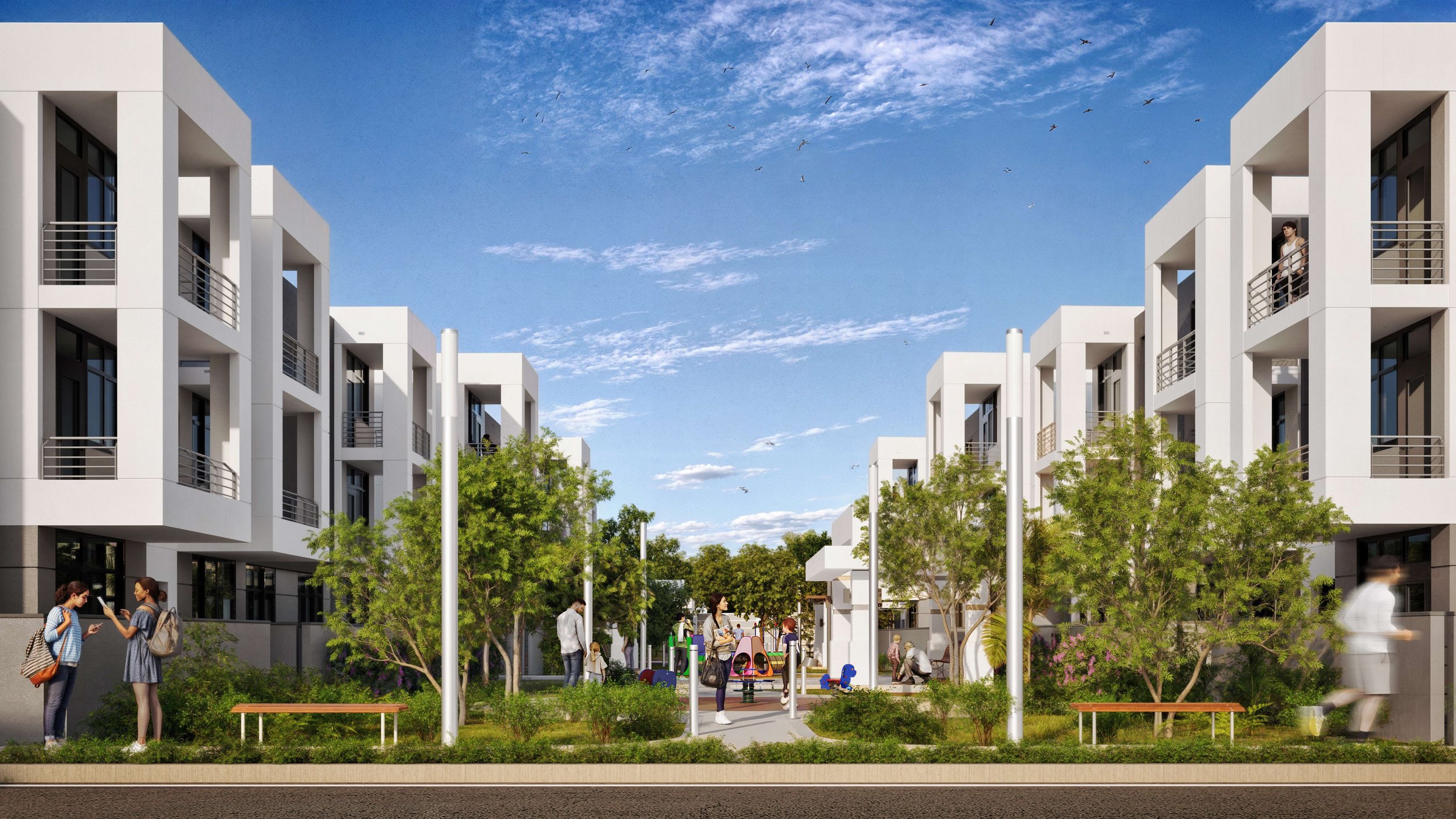  Conceptual rendering of a housing community. 