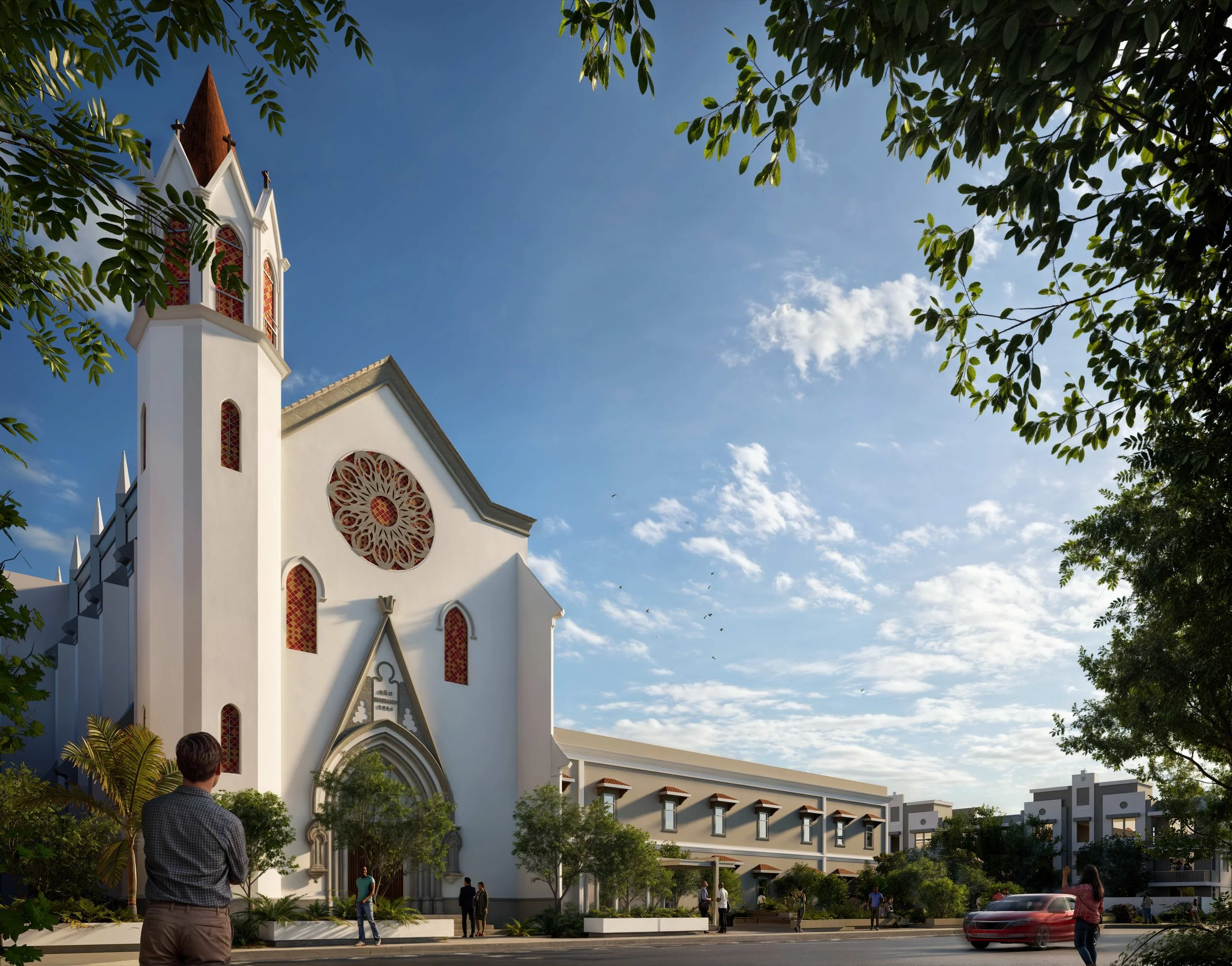  Conceptual rendering of an affordable housing development. 