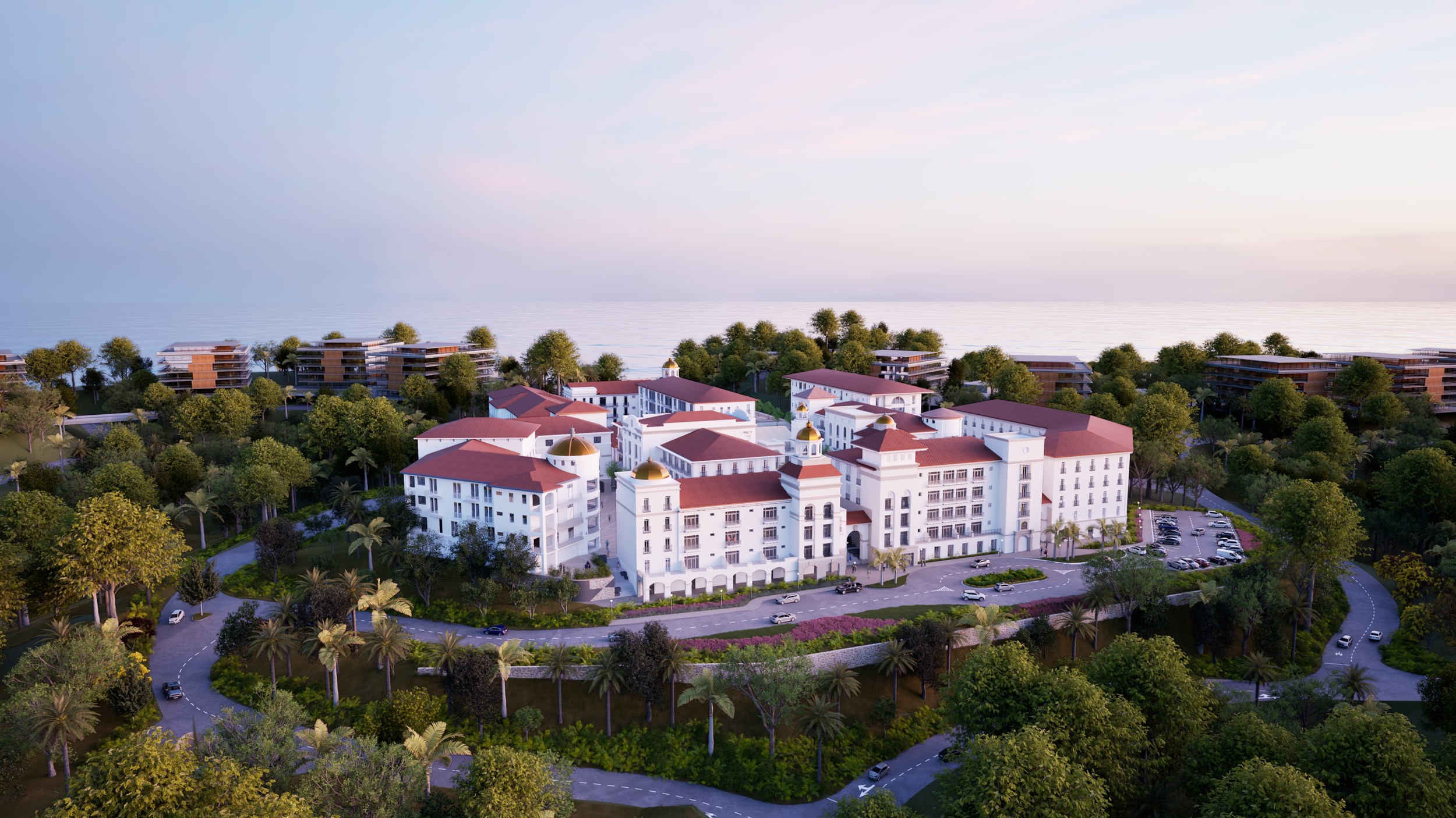  Conceptual rendering of a town center. 