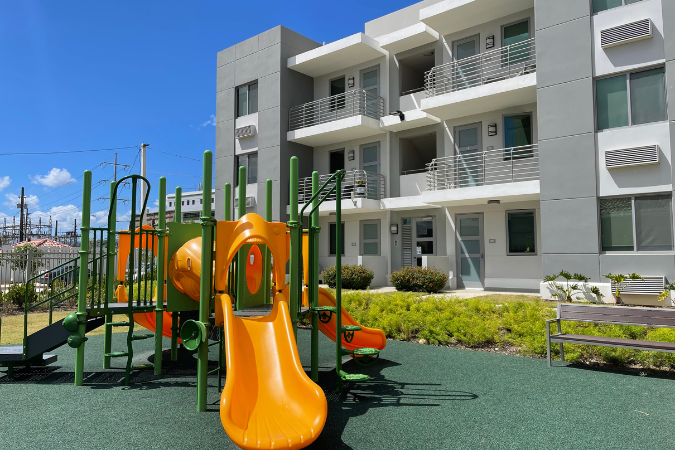 Playground of the Emerald Vista affordable housing development.