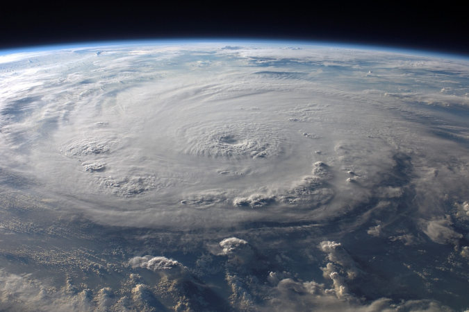 Hurricane formation view from space.