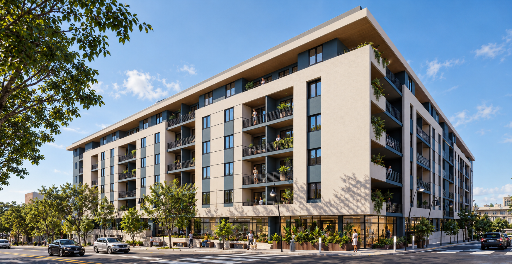 Conceptual rendering of a housing development.