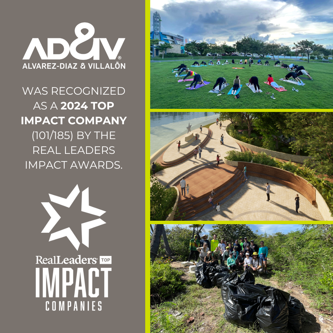Announcement of AD&V's 2024 Real Leaders Impact Award Recognition.