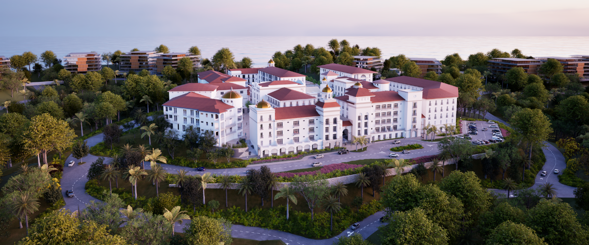 Conceptual rendering of a town center.