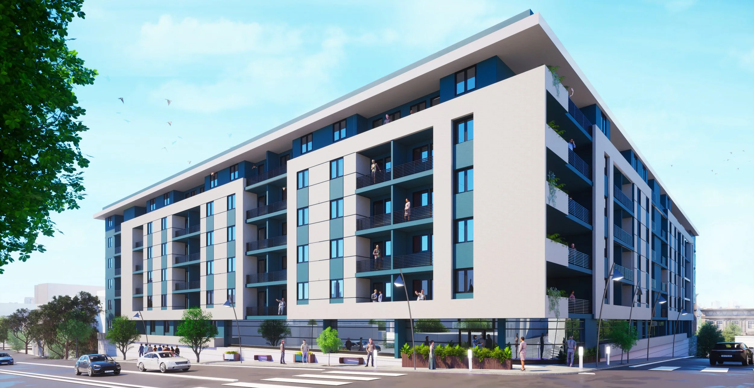 Conceptual rendering of a housing development.