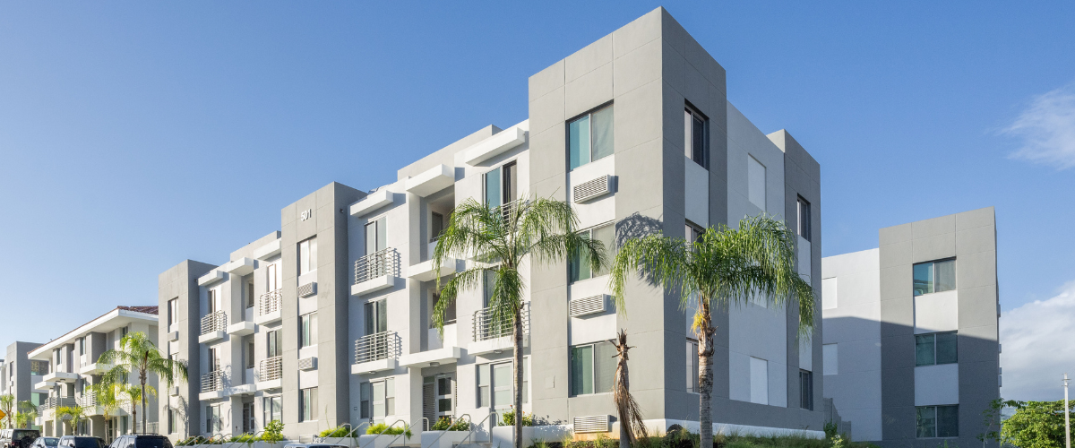 Emerald Vista housing project exterior.