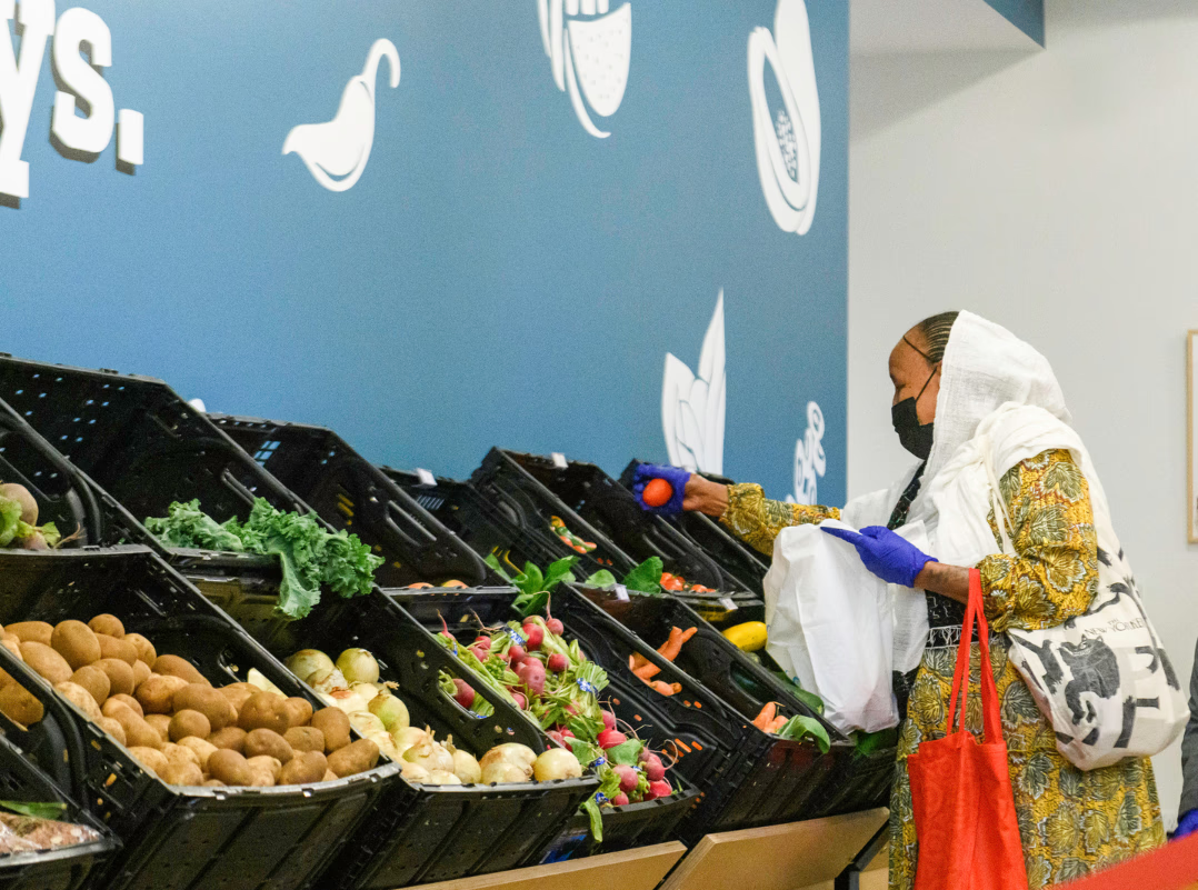 Impage of a woman selecting produce