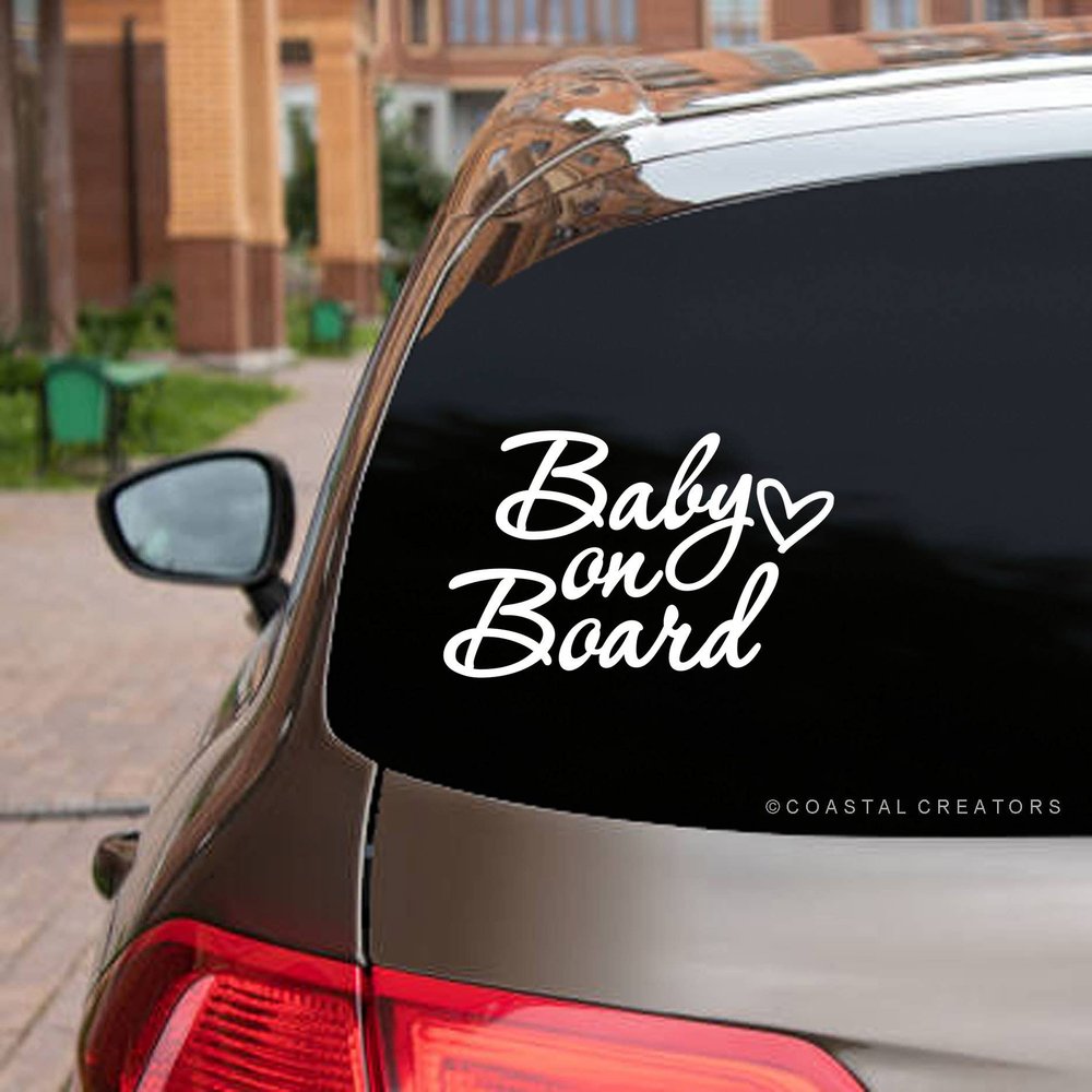 Baby on Board with Heart Vinyl Sticker Decal — XO Bimbi, LLC