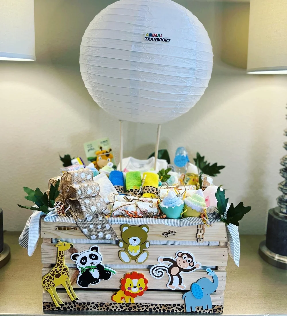 Safari Hot Air Balloon- Fully Loaded — Oh Baby Diaper Gifts