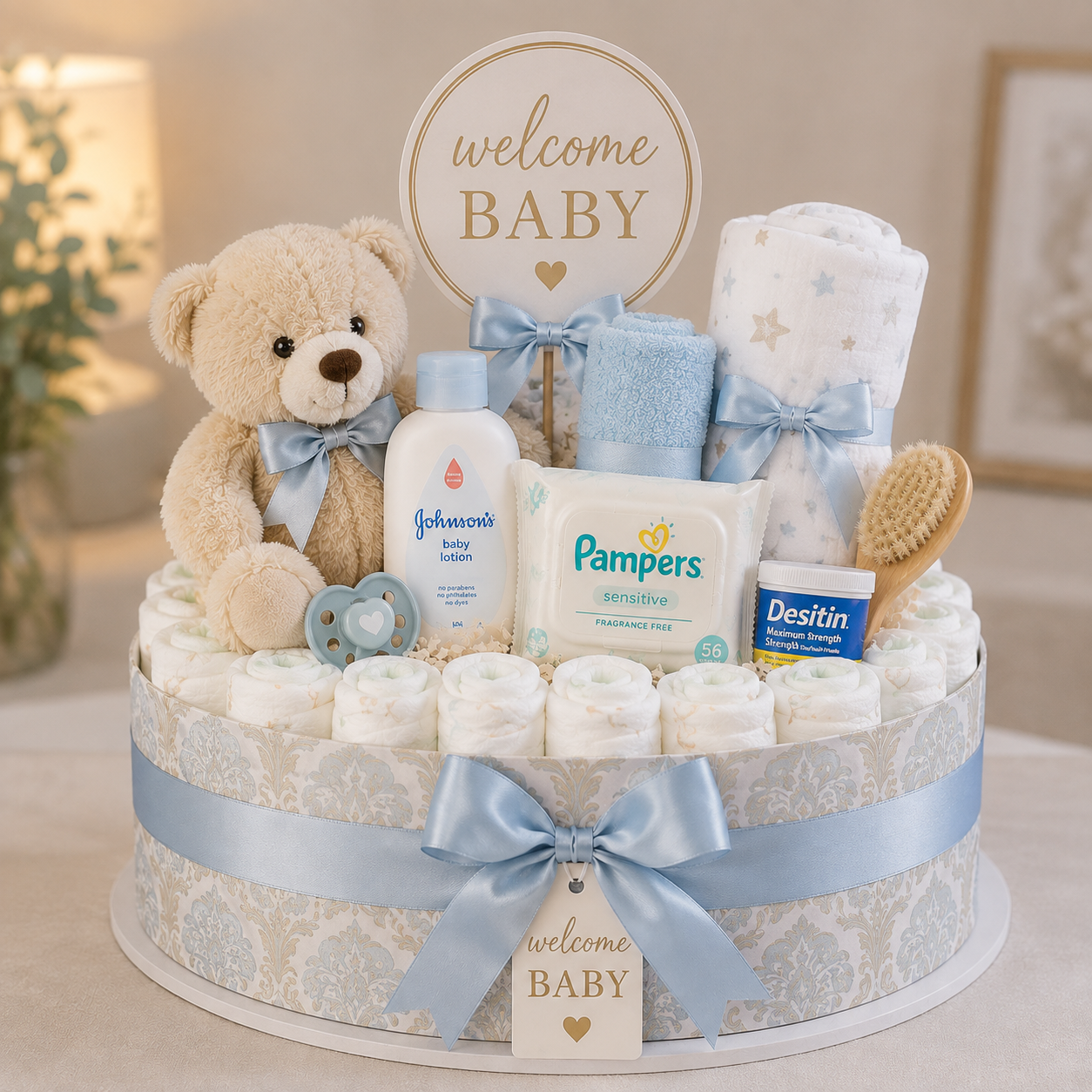 1 Tier Stuffed Diaper Cake