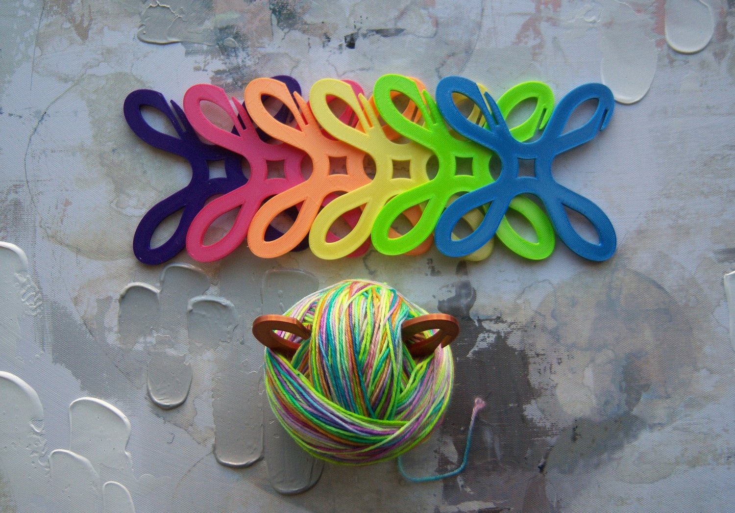 Yarn Bobbins, Yarn Winder, Yarn Holder, Rainbow set of Yarn