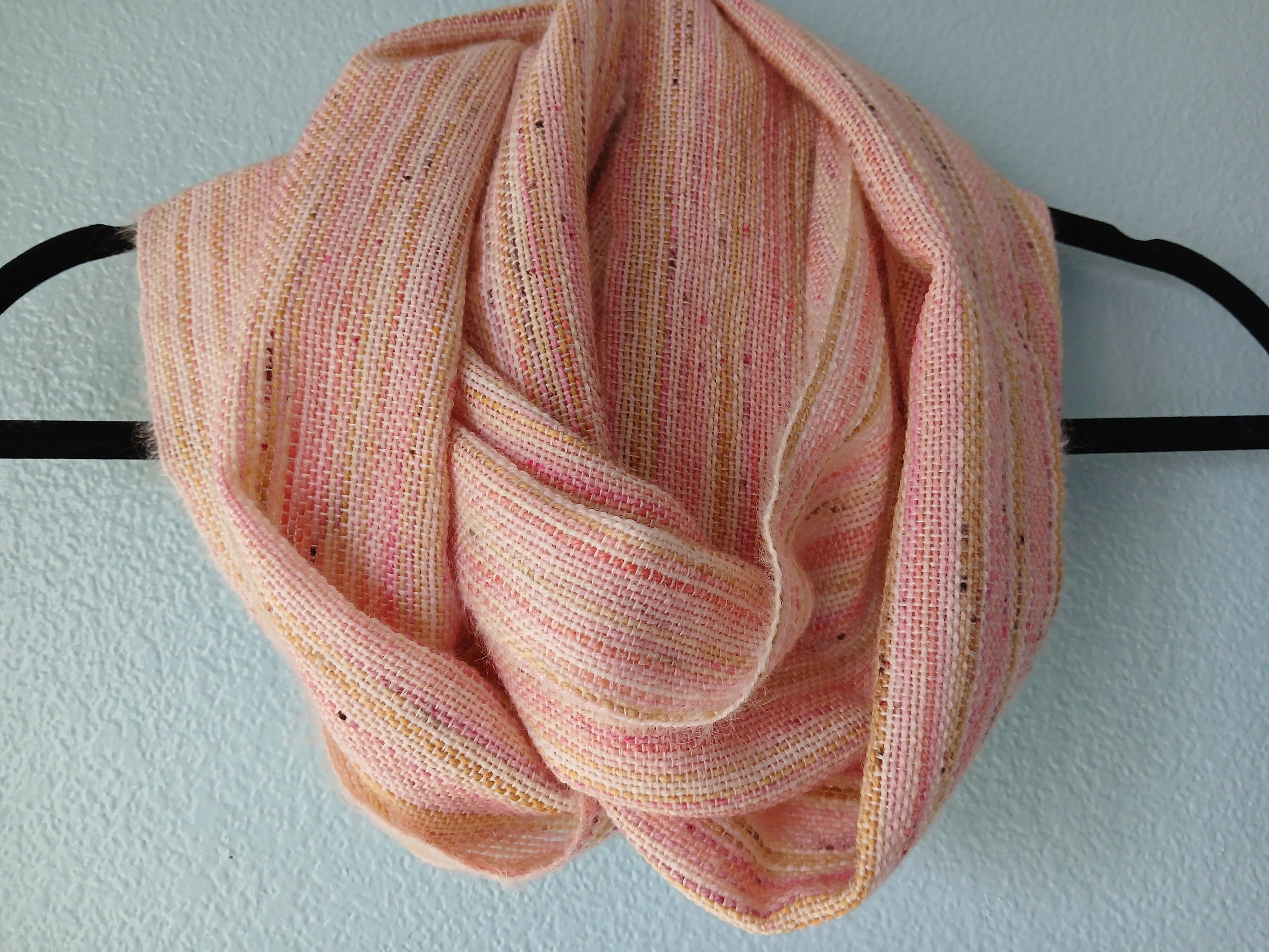 Hand-woven Wool Infinity Scarf / Cowl - Hand-dyed Wool, Mohair, and Silk Yarn