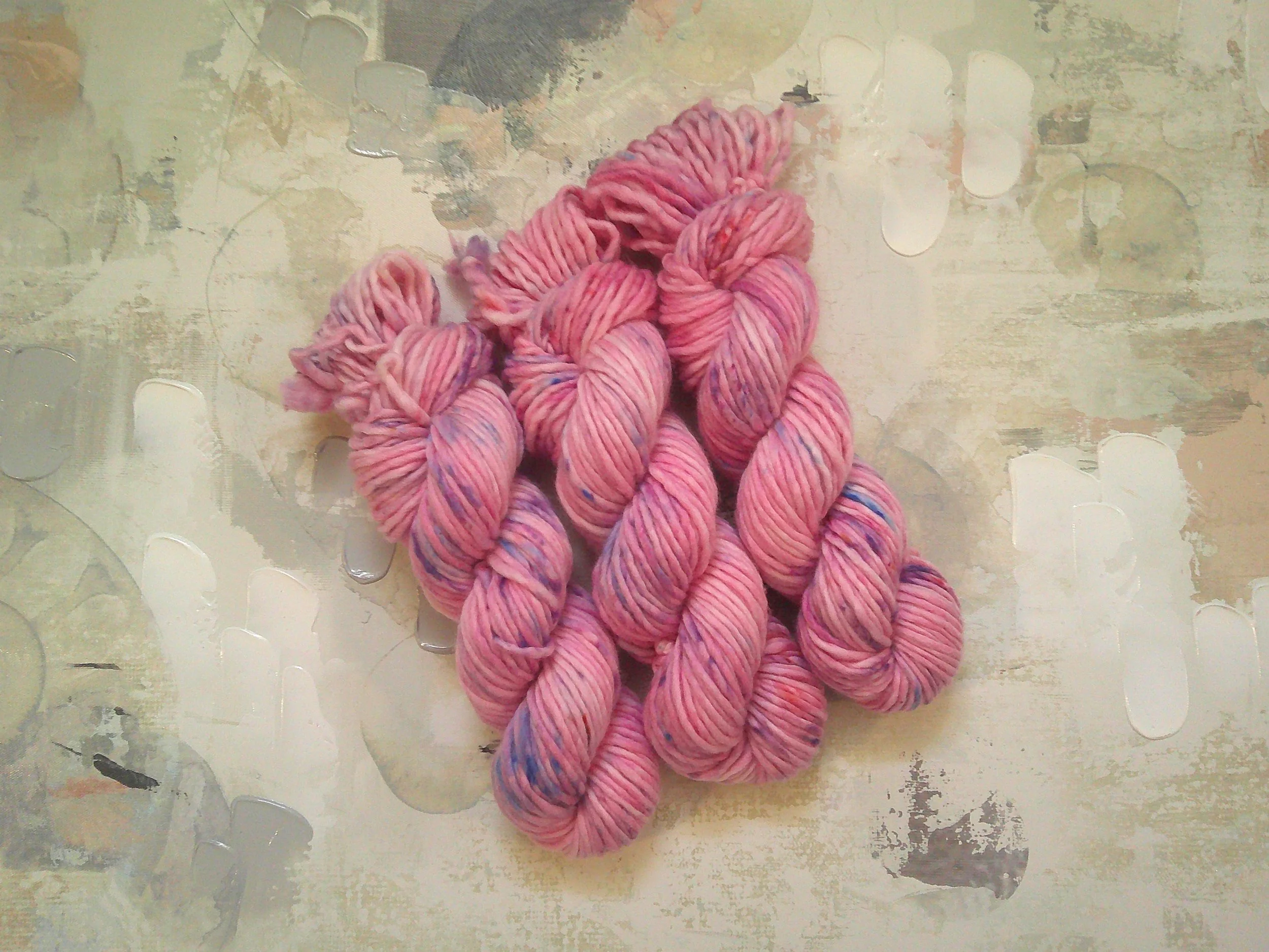 Freestyle Hand-dyed Yarn, Bulky Yarn, Wool Yarn - Pink, Purple, and Blue - A172 - Bulky Weight - 100g