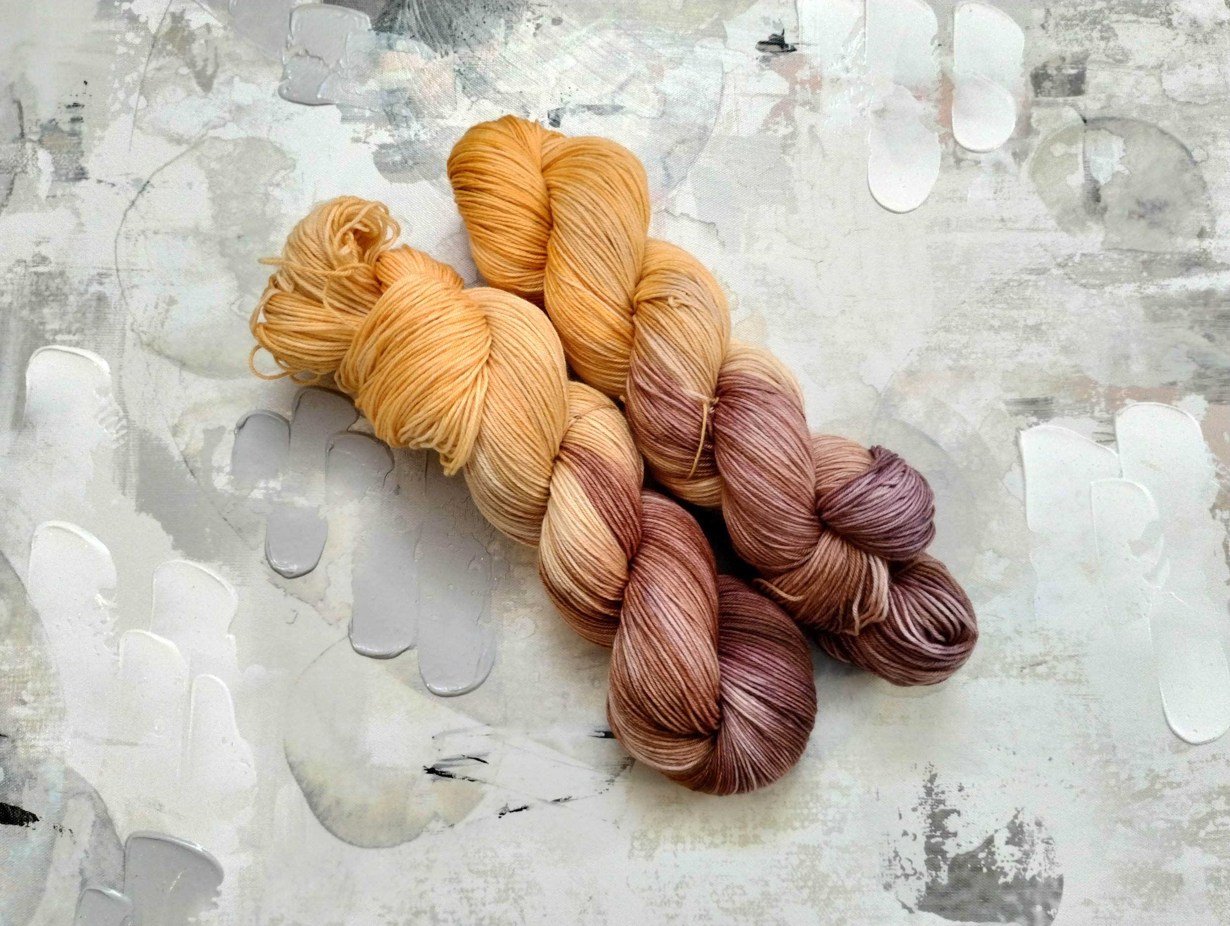 Autumn - Hand dyed Yarn / Handdyed yarn, Sock Yarn, Wool Yarn - Orange, Yellow, and Brown - 75/25 SW Merino, Fingering Weight - 100g