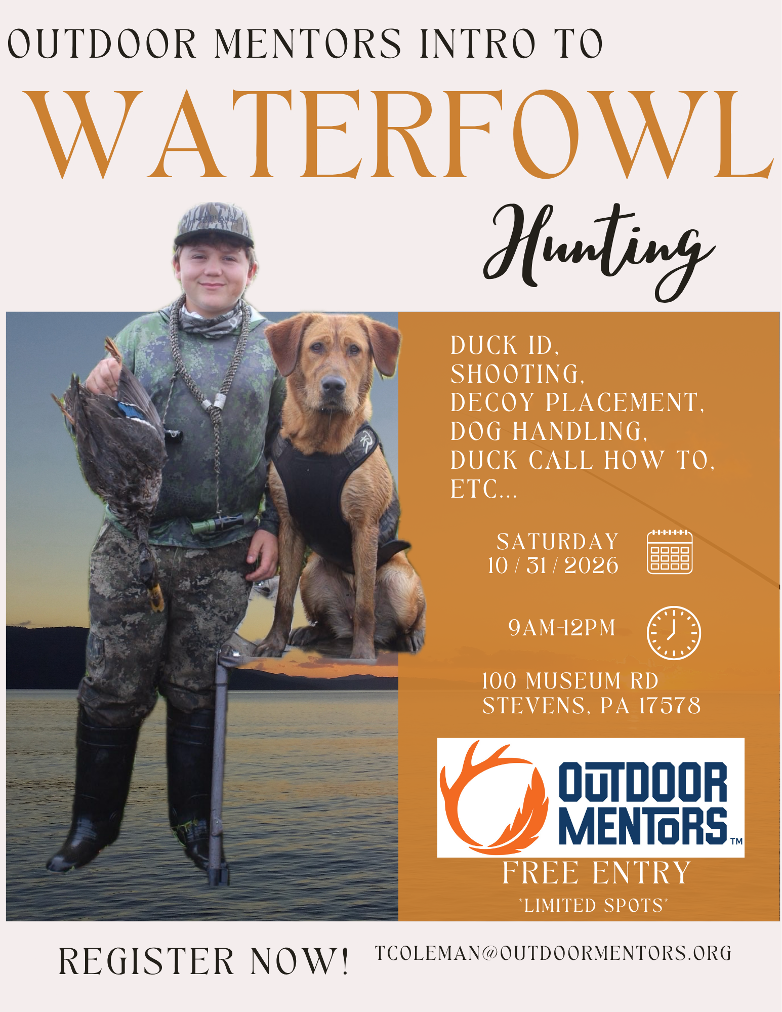 Intro to Waterfowl Hunting at Middle Creek WMU 10-31-2026