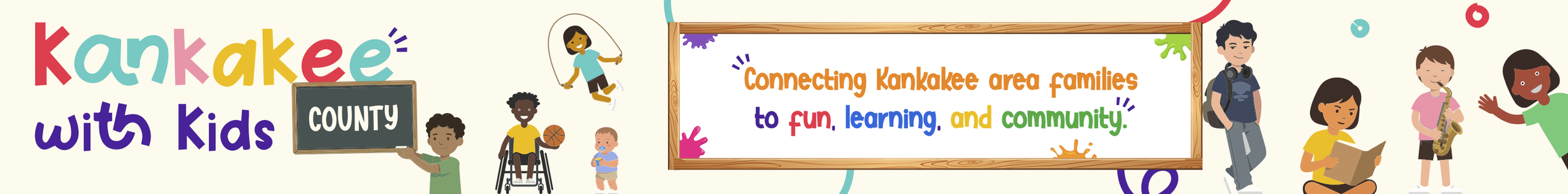 Logo for Kankakee County with Kids. "Connecting Kankakee area families with fun, learning, and community."