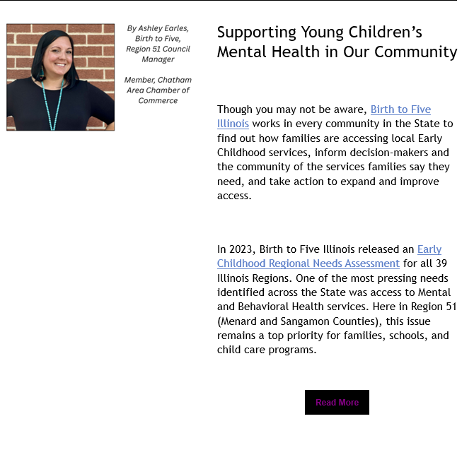 Image of article in Chamber Newsletter.